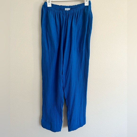 Oh My Gauze! Vibrant Cobalt Blue Wide-Leg Pants Size 1 (S/M) Coastal Hippie EUC - Picture 2 of 6